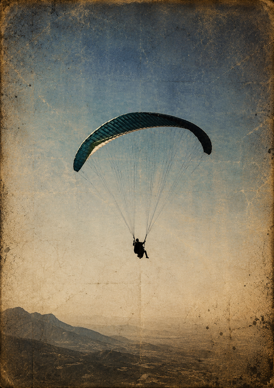 Una persona volando en parapente sobre un paisaje